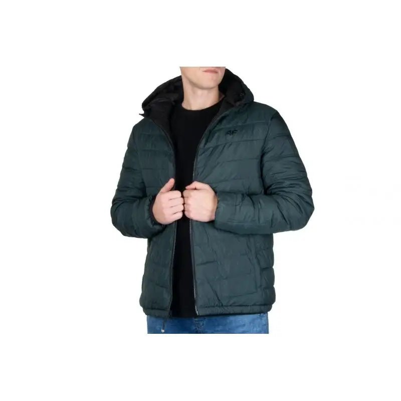 4F M434 Men's Double - Sided Down Jacket With Hood, Synthetic Insulation, DWR Coating, Khaki/Black - Nexellus