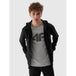 4F M695 Men's Black Zipped Hoodie Sweatshirt with Adjustable Hood and Soft Elastic Fabric - Nexellus