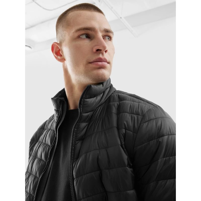 4F Men's Black Down Jacket M239 - Lightweight, Eco - Friendly, Windproof, Recycled Filling, 2 Zippered Pockets - Nexellus