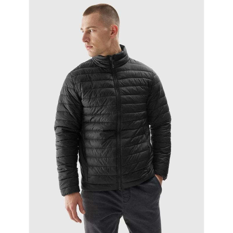 4F Men's Black Down Jacket M239 - Lightweight, Eco - Friendly, Windproof, Recycled Filling, 2 Zippered Pockets - Nexellus