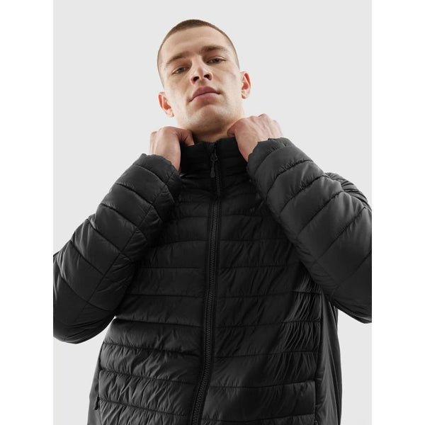 4F Men's Black Down Jacket M239 - Lightweight, Eco - Friendly, Windproof, Recycled Filling, 2 Zippered Pockets - Nexellus