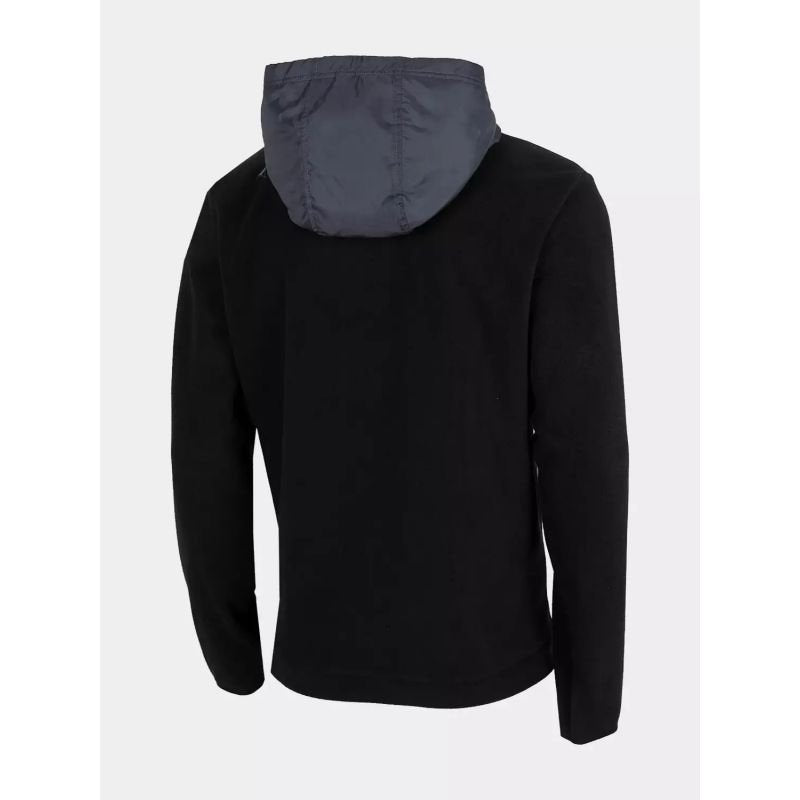 4F Men's Black Fleece Sweatshirt With Hood, Stand - Up Collar & Kangaroo Pocket - H4Z22 - PLM011 20S - Nexellus