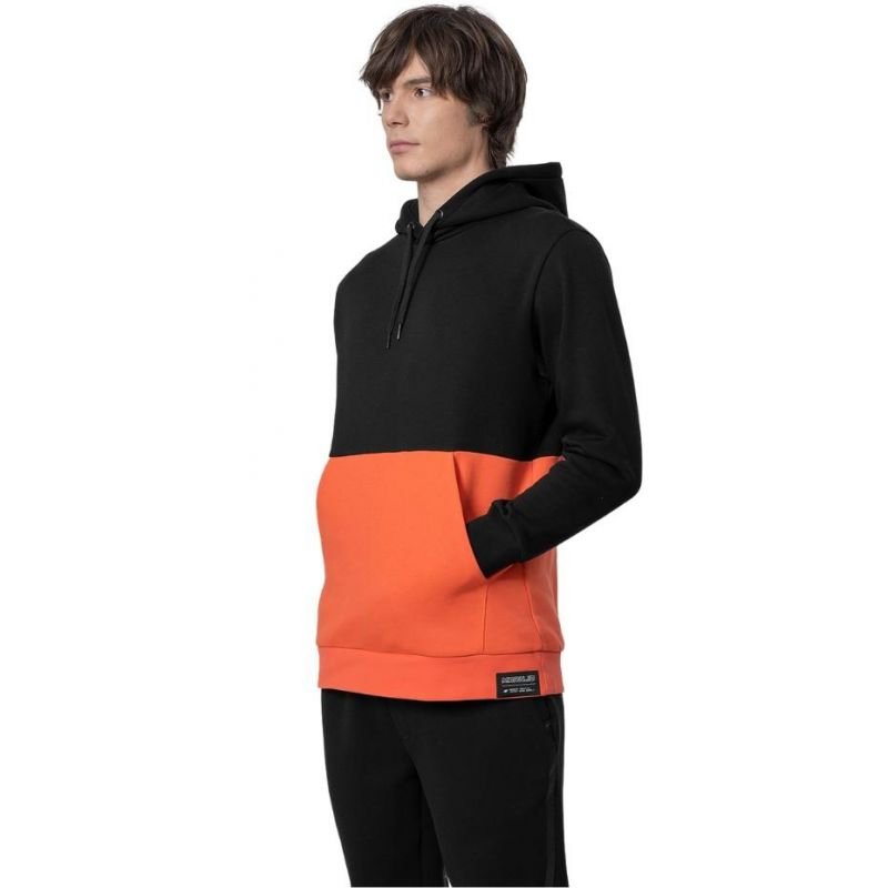 4F Men's Black Hoodie Sweatshirt H4Z22 BLM027 20S with Drawstring Hood and Kangaroo Pocket - Nexellus