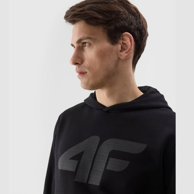 4F Men's Black Hoodie Sweatshirt with Built - In Hood and Front Pocket, Cotton - Polyester Blend - Nexellus