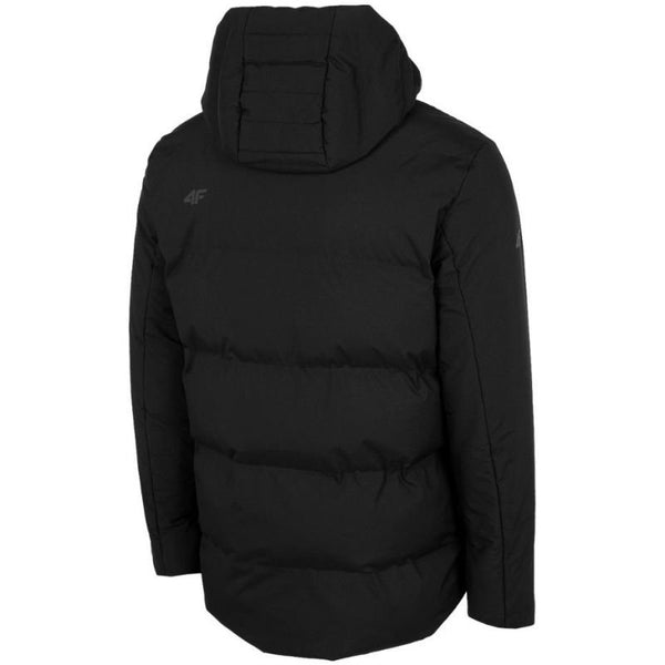 4F Men's Black Jacket H4Z22 KUMP007 20S with Adjustable Hood, Thermal Comfort, Water - Repellent Finish - Nexellus