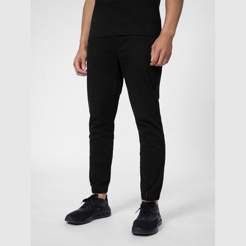 4F Men's Black Joggers with Elastic Legs, Adjustable Belt, and Comfortable Cotton Blend Fabric - Nexellus