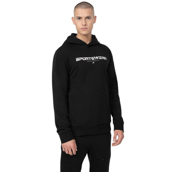 4F Men's Black M266 Hoodie Sweatshirt, Double Layer Hood, 2 Side Pockets, Soft - Touch Material - Nexellus