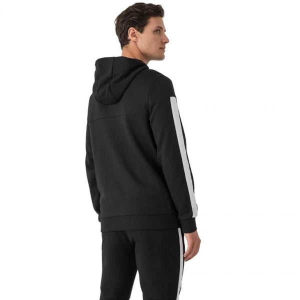 4F Men's Black Zipped Hoodie Sweatshirt with Double - Layer Hood and Pockets, H4Z21 BLM014 20S - Nexellus