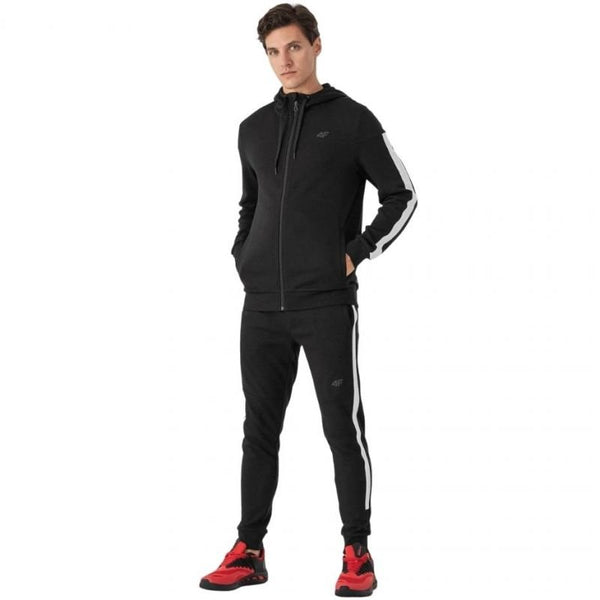 4F Men's Black Zipped Hoodie Sweatshirt with Double - Layer Hood and Pockets, H4Z21 BLM014 20S - Nexellus