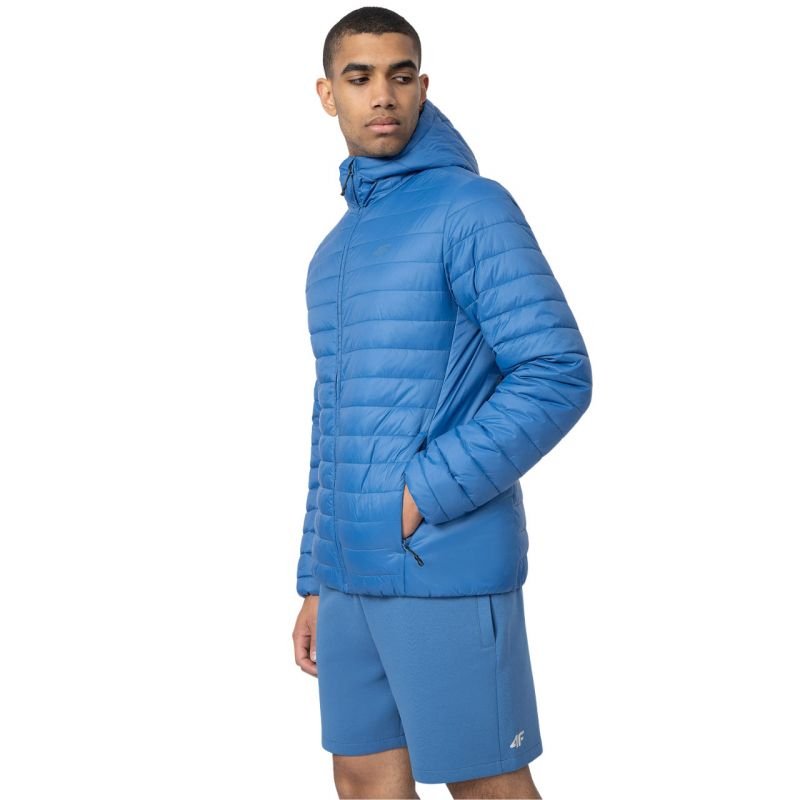 4F Men's Blue Down Jacket 4FSS23TDJAM085 33S with Water - Repellent Finish and Warm Technology - Nexellus