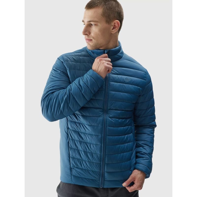 4F Men's Blue Down Jacket M239, 100% Recycled Polyester Filling, Windproof, 2 Zippered Pockets - Nexellus