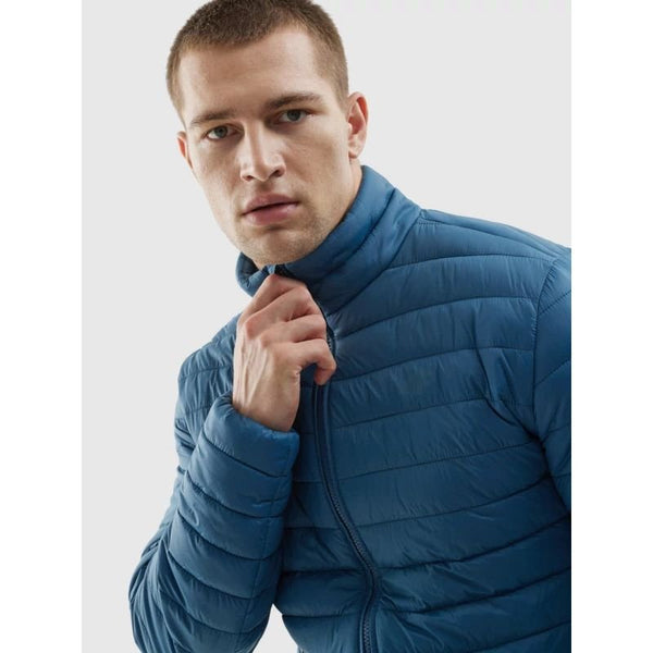 4F Men's Blue Down Jacket M239, 100% Recycled Polyester Filling, Windproof, 2 Zippered Pockets - Nexellus