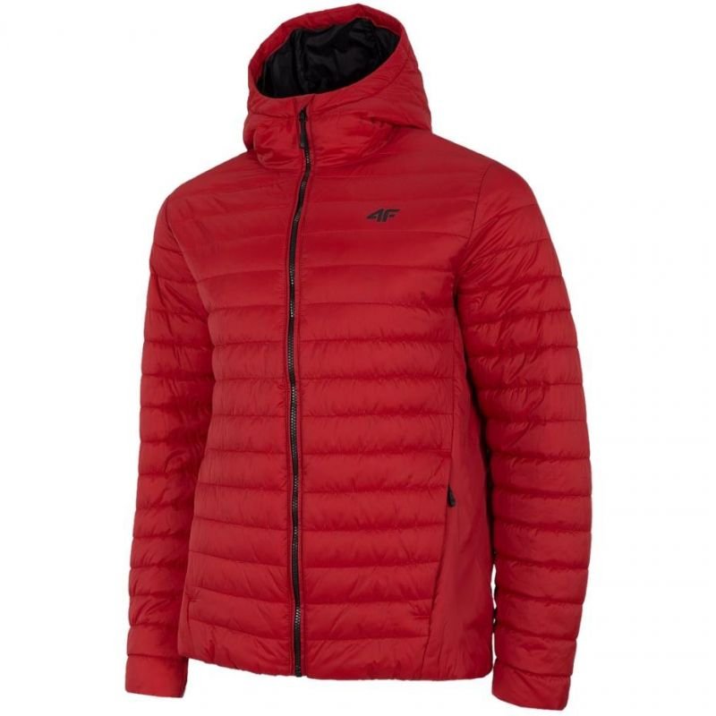 4F Men's Dark Red Jacket H4L22 KUMP003 61S, Quilted, Weather - Resistant, Elastic Cuffs, 2 Zipped Pockets - Nexellus