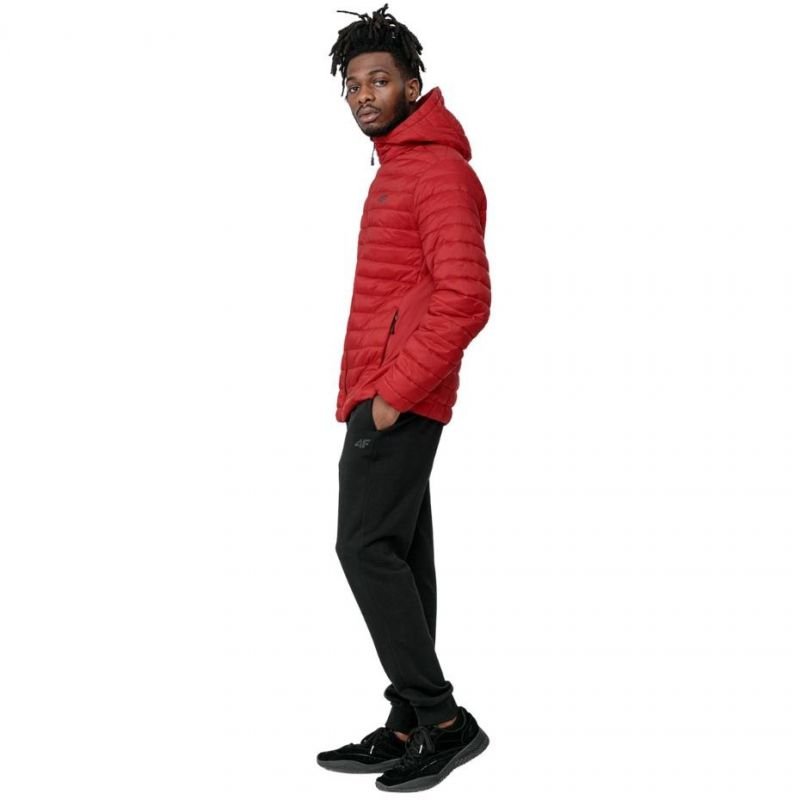 4F Men's Dark Red Jacket H4L22 KUMP003 61S, Quilted, Weather - Resistant, Elastic Cuffs, 2 Zipped Pockets - Nexellus