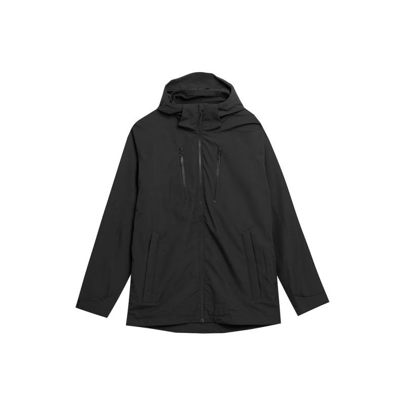 4F Men's Deep Black Jacket 4FSS23TTJAM081 - Water - Resistant, Breathable, Loose Cut with Hood - Nexellus