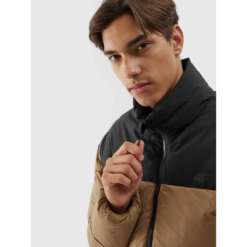 4F Men's Down Jacket 4FWAW23TDJAM348 in Brown - Loose Cut with Velcro Pocket for Everyday Use - Nexellus