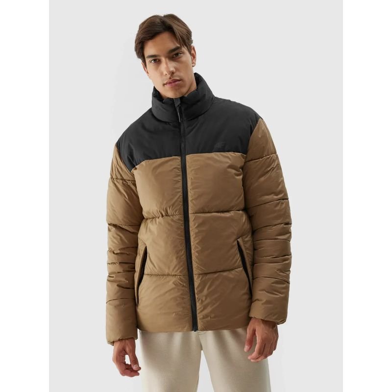 4F Men's Down Jacket 4FWAW23TDJAM348 in Brown - Loose Cut with Velcro Pocket for Everyday Use - Nexellus