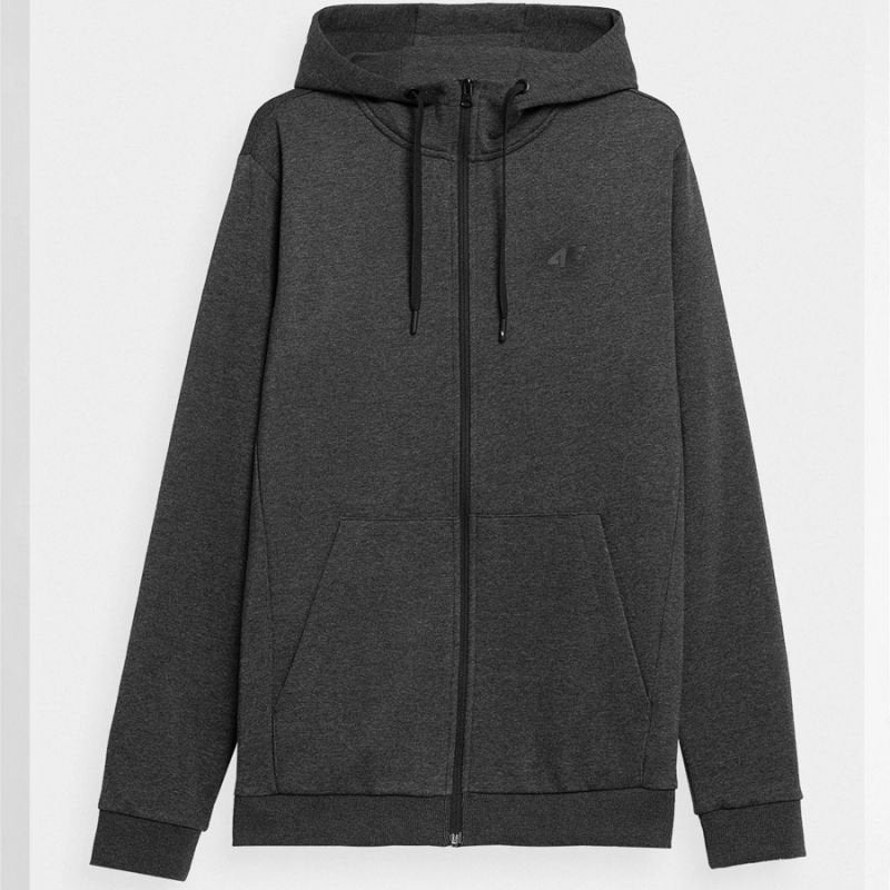 4F Men's Graphite Zipped Hoodie Sweatshirt with Hood and Pockets, Model NOSH4 - BLM35323M - Nexellus