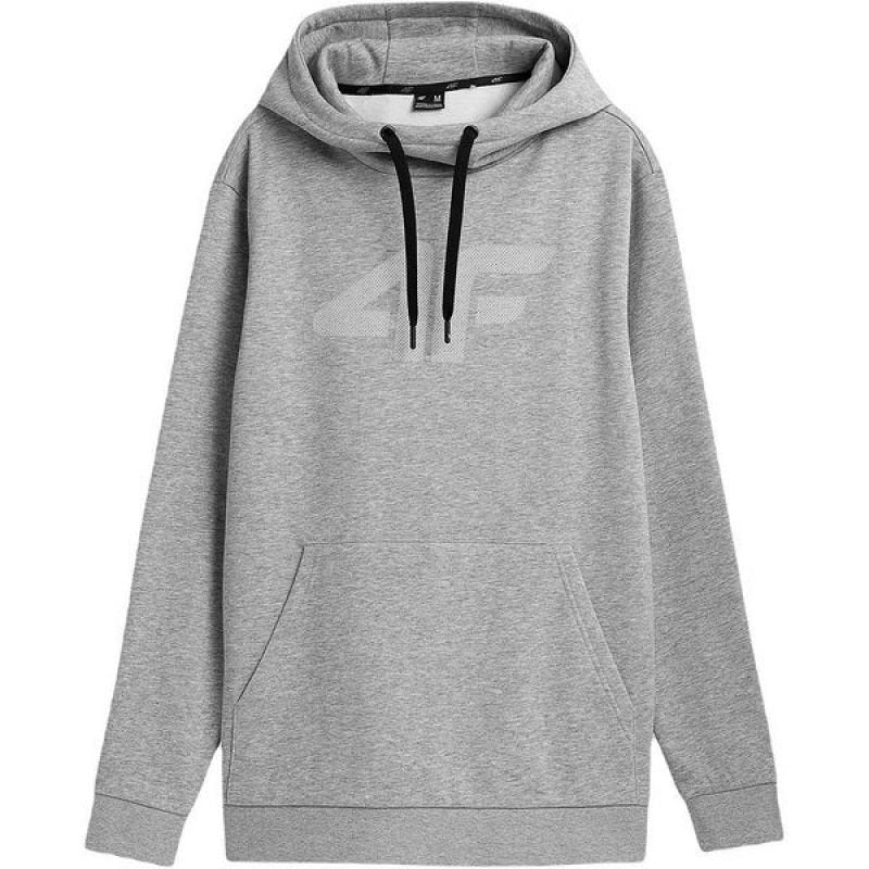 4F Men's Gray Hooded Sweatshirt NOSH4 - BLM352 with Kangaroo Pocket and Loose Fit - Nexellus