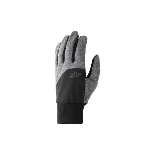 4F Men's Gray Melange Touch Screen Gloves with Reflective Elements and Elasticated Cuffs - Nexellus