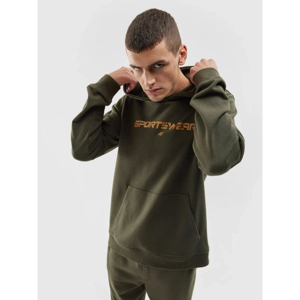 4F Men's Green Sweatshirt with Hood - Comfortable Cotton Hoodie for Lifestyle Fashion - Nexellus