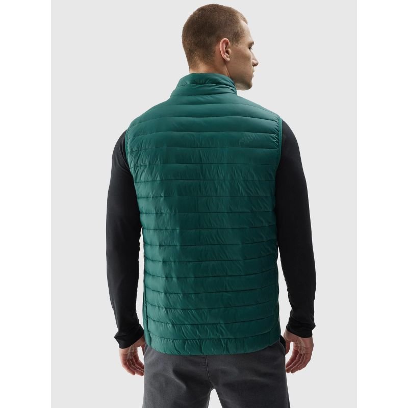 4F Men's Green Vest M062 4FAW23TVESM062 41S - Sleeveless, Zipper Pockets, Thermal Comfort, Hydrophobic Material - Nexellus