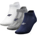 4F Men's Low Socks Set of 3 Pairs in White, Navy Blue & Gray Melange, Flexible & Durable Design - Nexellus