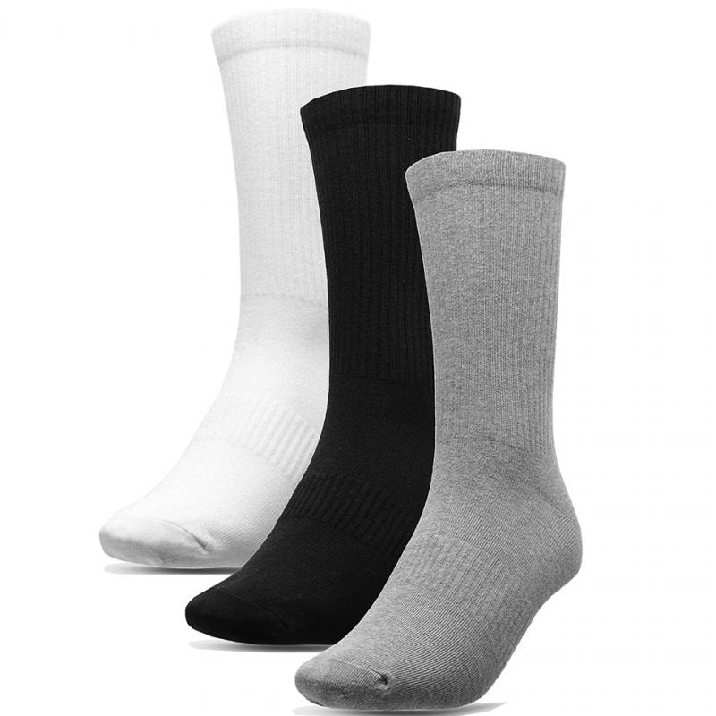 4F Men's Mid - Calf Socks, 3 Pairs, High Cotton Blend, Pressure - Free Cuffs, Gray/Black/White H4Z20 SOM004 - Nexellus