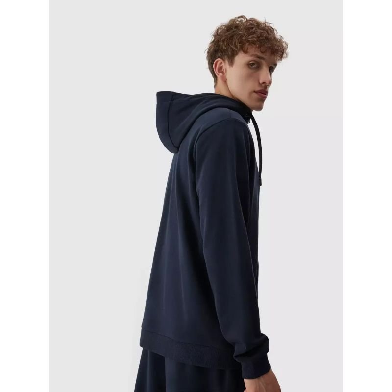 4F Men's Navy Blue Zippered Hoodie Sweatshirt, Comfortable Cotton Fabric for Versatile Style - Nexellus