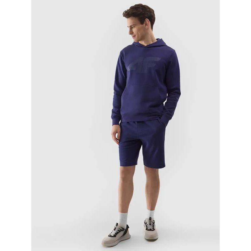 4F Men's Navy Hoodie Sweatshirt with Hood, Ribbed Cuffs, and Kangaroo Pocket - Nexellus