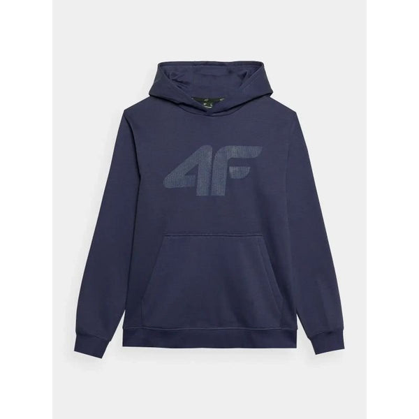 4F Men's Navy Hoodie Sweatshirt with Hood, Ribbed Cuffs, and Kangaroo Pocket - Nexellus