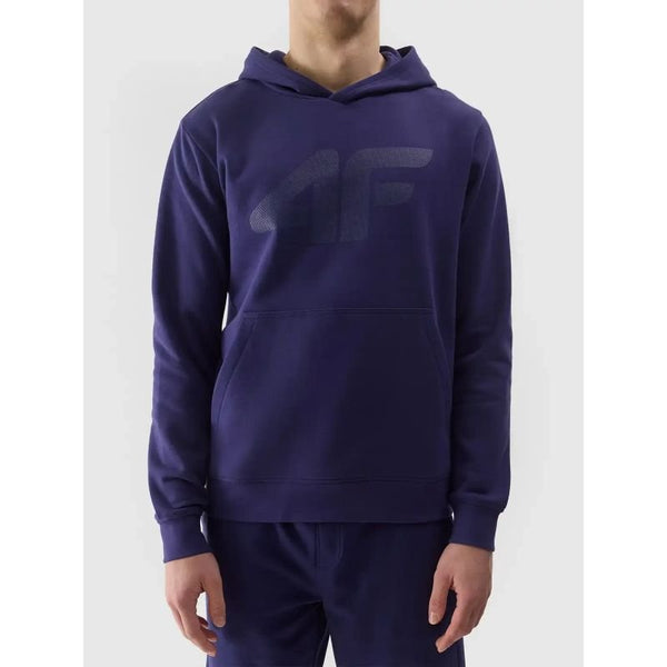 4F Men's Navy Hoodie Sweatshirt with Hood, Ribbed Cuffs, and Kangaroo Pocket - Nexellus