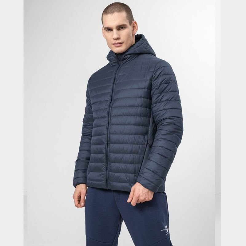 4F Men's Navy Winter Jacket H4Z22 - KUMP00430S with Built - in Hood and Lockable Pockets - Nexellus