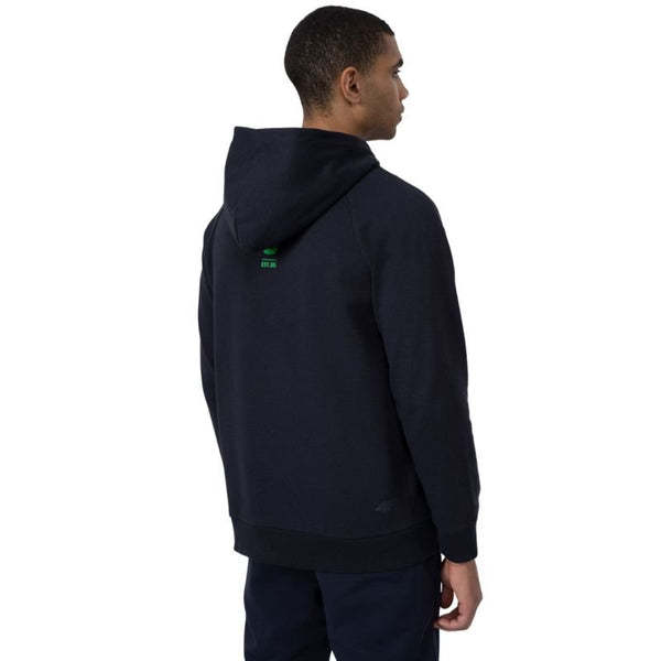 4F Men's Navy Zippered Sweatshirt With Pockets, Non - Adjustable Hood, Brushed Interior, 80% Cotton - Nexellus