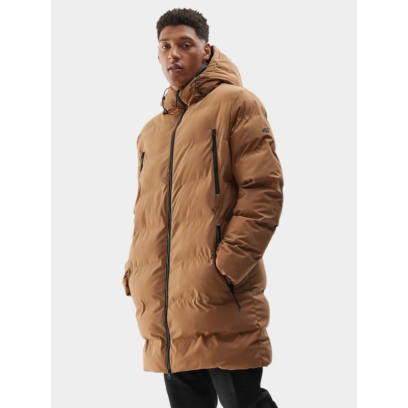 4F Men's Quilted Down Jacket 4FAW23TDJAM246 - 82S, Brown, Lightweight, Stylish, Everyday Wear - Nexellus