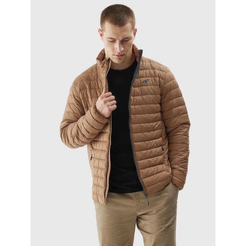 4F Men's Recycled Polyester Down Jacket M239, Lightweight, Water - Resistant, Beige/Brown - Nexellus