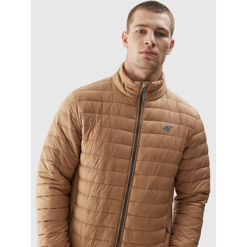 4F Men's Recycled Polyester Down Jacket M239, Lightweight, Water - Resistant, Beige/Brown - Nexellus