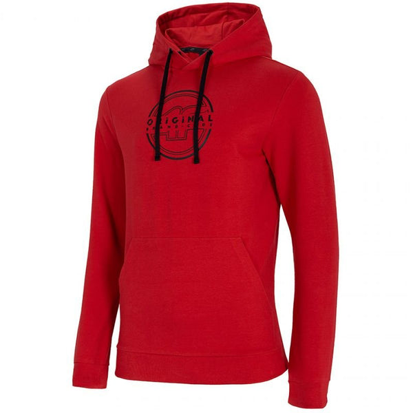 4F Men's Red Hooded Sweatshirt H4L21 BLM015 62S with Kangaroo Pocket, Cotton Blend, Comfortable Fit - Nexellus