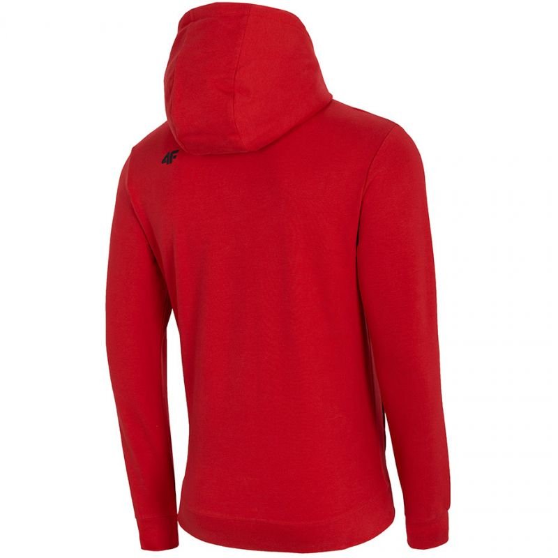 4F Men's Red Hooded Sweatshirt H4L21 BLM015 62S with Kangaroo Pocket, Cotton Blend, Comfortable Fit - Nexellus