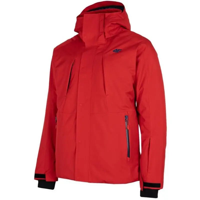 4F Men's Red Ski Jacket H4Z22 KUMN004 62S with Waterproof Protection, Detachable Hood, and Snow Skirt - Nexellus