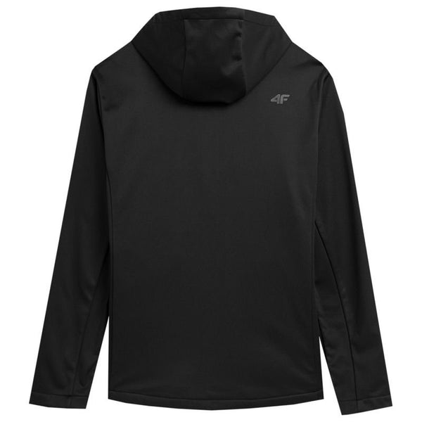 4F Men's Softshell Jacket M156 in Deep Black, Waterproof NeoDry 5000, Adjustable Hood - Nexellus