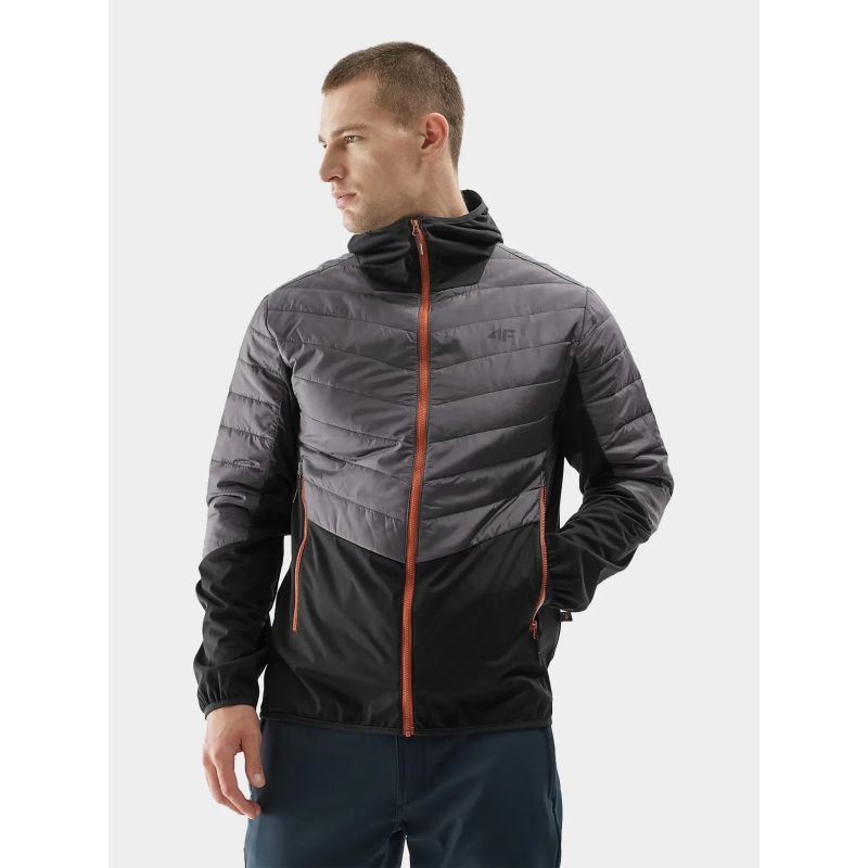 4F Men's Softshell Jacket with Integrated Hood, Water Resistant 8000mm, Breathable 5000g/m2 in Black - Nexellus