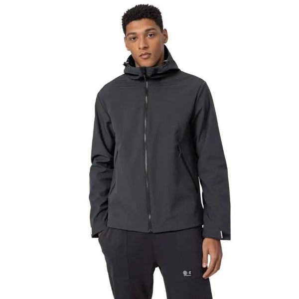 4F Men's Softshell Jacket with NeoDry 5000 Membrane, Hood, and Adjustable Cuffs - Anthracite - Nexellus