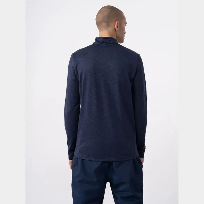 4F Men's Thermoactive Sweatshirt with 4FWarm Technology, Zippered Stand - Up Collar, Navy Blue - Nexellus