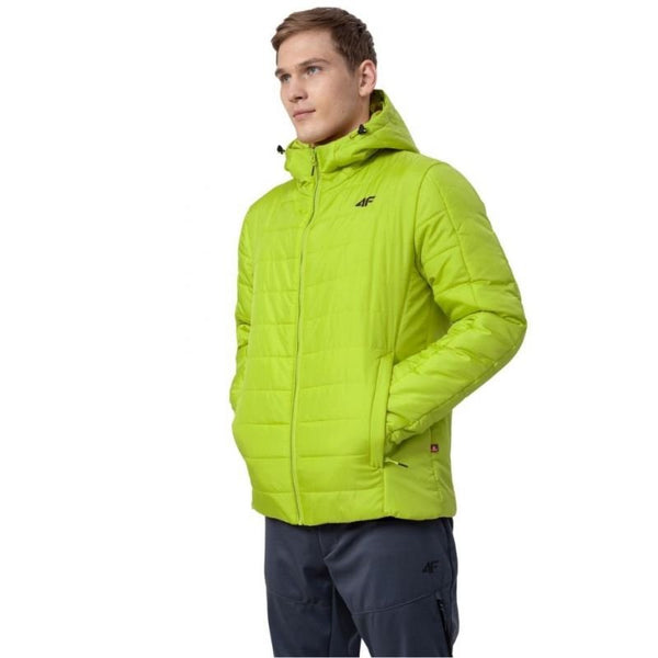 4F Men's Ultralight Jacket with Hood, Water - Repellent, PrimaLoft Insulation, Green H4Z22KUMP006 45S - Nexellus