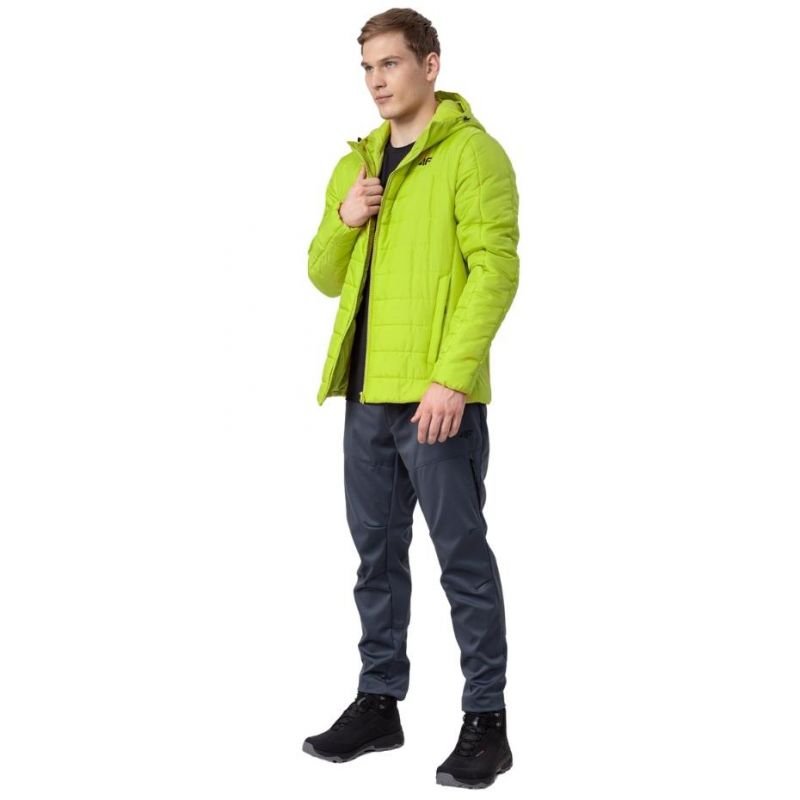 4F Men's Ultralight Jacket with Hood, Water - Repellent, PrimaLoft Insulation, Green H4Z22KUMP006 45S - Nexellus