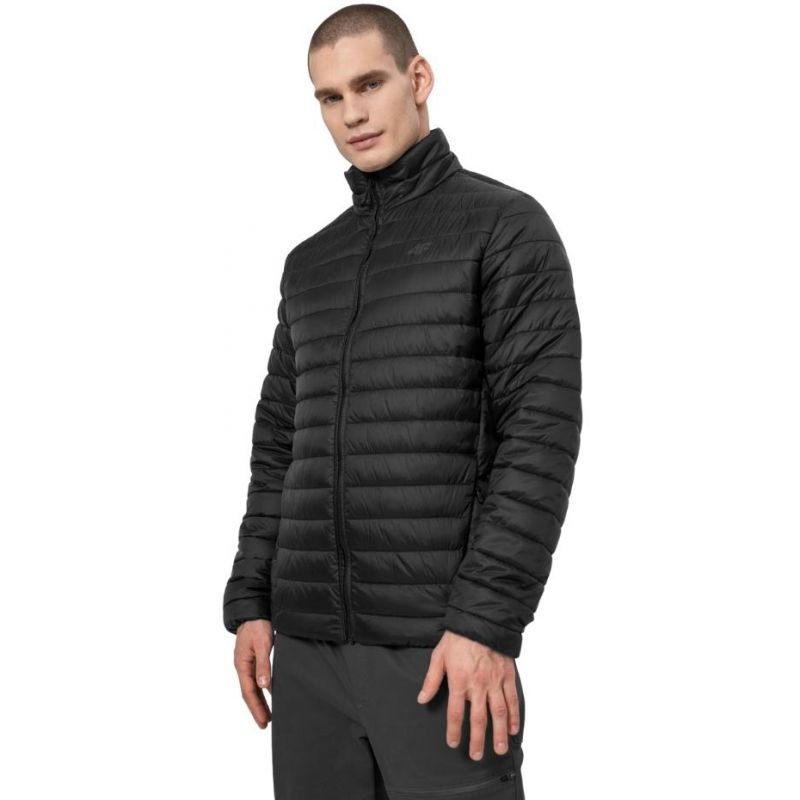 4F Men's Water - Repellent Jacket H4Z22 KUMP003 20S - Thermal Comfort, Stand - Up Collar, 2 Zipped Pockets, Black - Nexellus