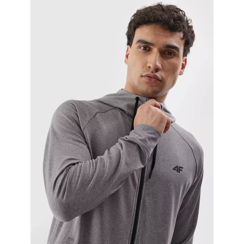 4F Men's Zippered Hoodie Sweatshirt - Versatile Gray Cotton Hoodie for Lifestyle Comfort - Nexellus