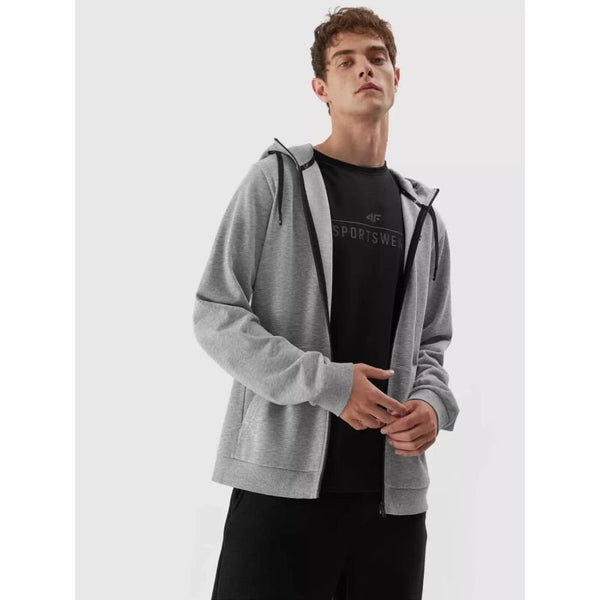 4F Men's Zippered Sweatshirt - Versatile Gray Cotton Hoodie for Comfort and Style - Nexellus