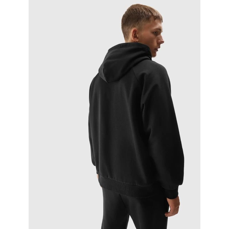 4F Unisex Black Hoodie Sweatshirt with Cuffs, Comfortable Cotton, Classic Urban Style - Nexellus